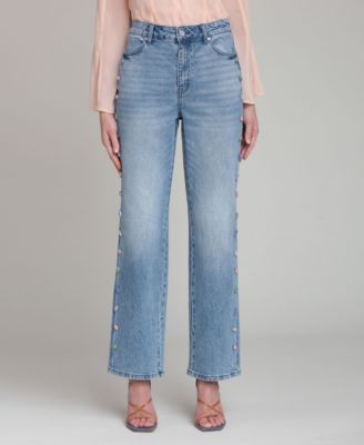 Women's Mid-Rise Stone Embellished Jeans