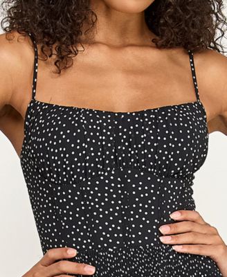 Juniors' Polka Dot Layered Ruffle Midi Dress