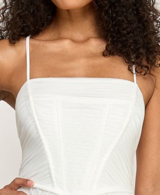 Junior's Tulle Pleated Tiered Dress