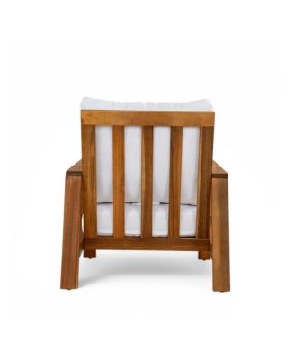 Patio Accent Chair 27.6" Wood Chair Outdoor Lounge Chair for Patios, Gardens, Beige Cushion
