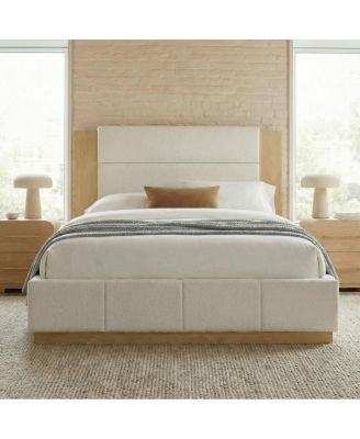 Elegant Upholstered Platform Bed with Extended Headboard