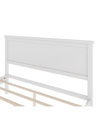 Mid-Century Wood Platform Bed with Headboard - No Box Spring Needed, Queen Size