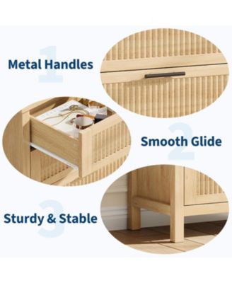 Fluted Dresser for Bedroom, Chest of Dressers 35.4" Tall Dresser for Closet with 4 Fluted Dressers Chest with Clothes Storage Cabinet