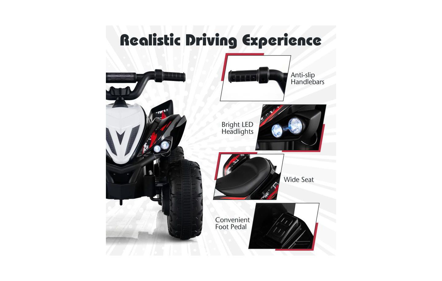 Детская игрушка Slickblue 12V Kids Ride-On ATV 4-Wheeler with LED Lights, Ages 3+, цвет: Чёрный — фото 7