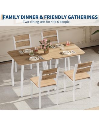 3 Piece Dining Table Set for 2, Small Kitchen Table Set with 2 Upholstered Chairs and Metal Frame & Wood Tabletop