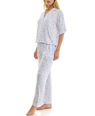 Women's Button-Up Top and Pull-On Pajama Pants, 2-Piece Set