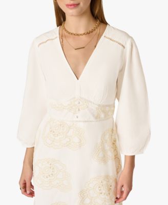 Women's Embroidered V-Neck Mini Dress