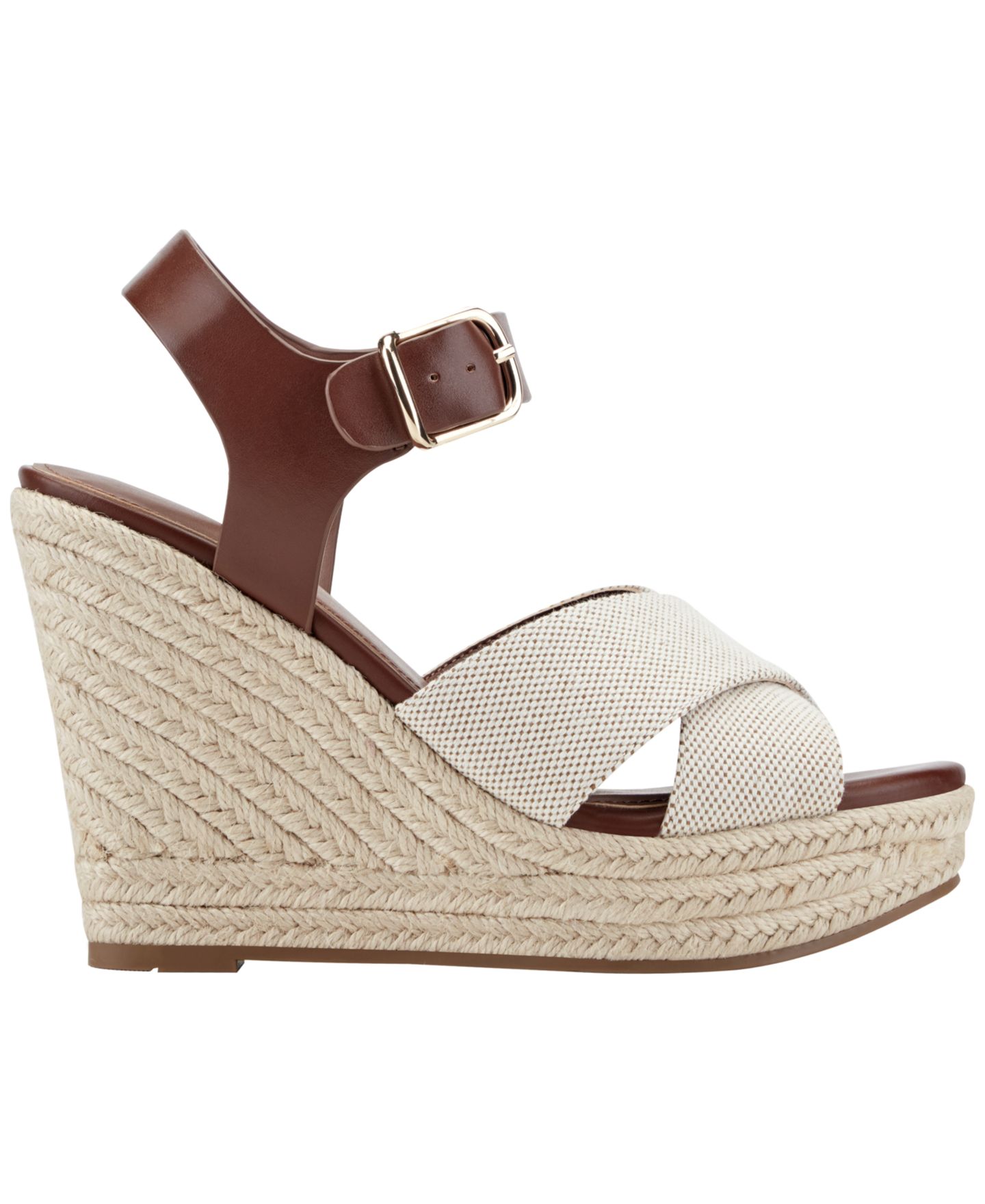 Женские сандалии Marc Fisher Herve Espadrille High Wedge, цвет: Бежевый / Коньячный — фото 2
