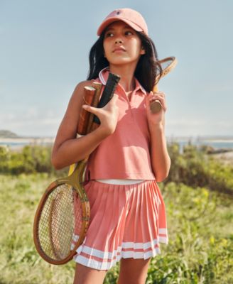 Girls' 7-16 Stretch Mesh Half-Zip Boxy Polo Shirt