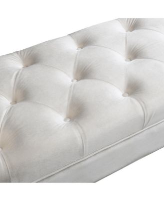 Upholstered Velvet Bench with 2 Pillows and Rolled Arms