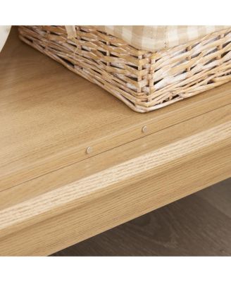 Elegant Light Oak Curio Cabinet with Glass Doors, LED