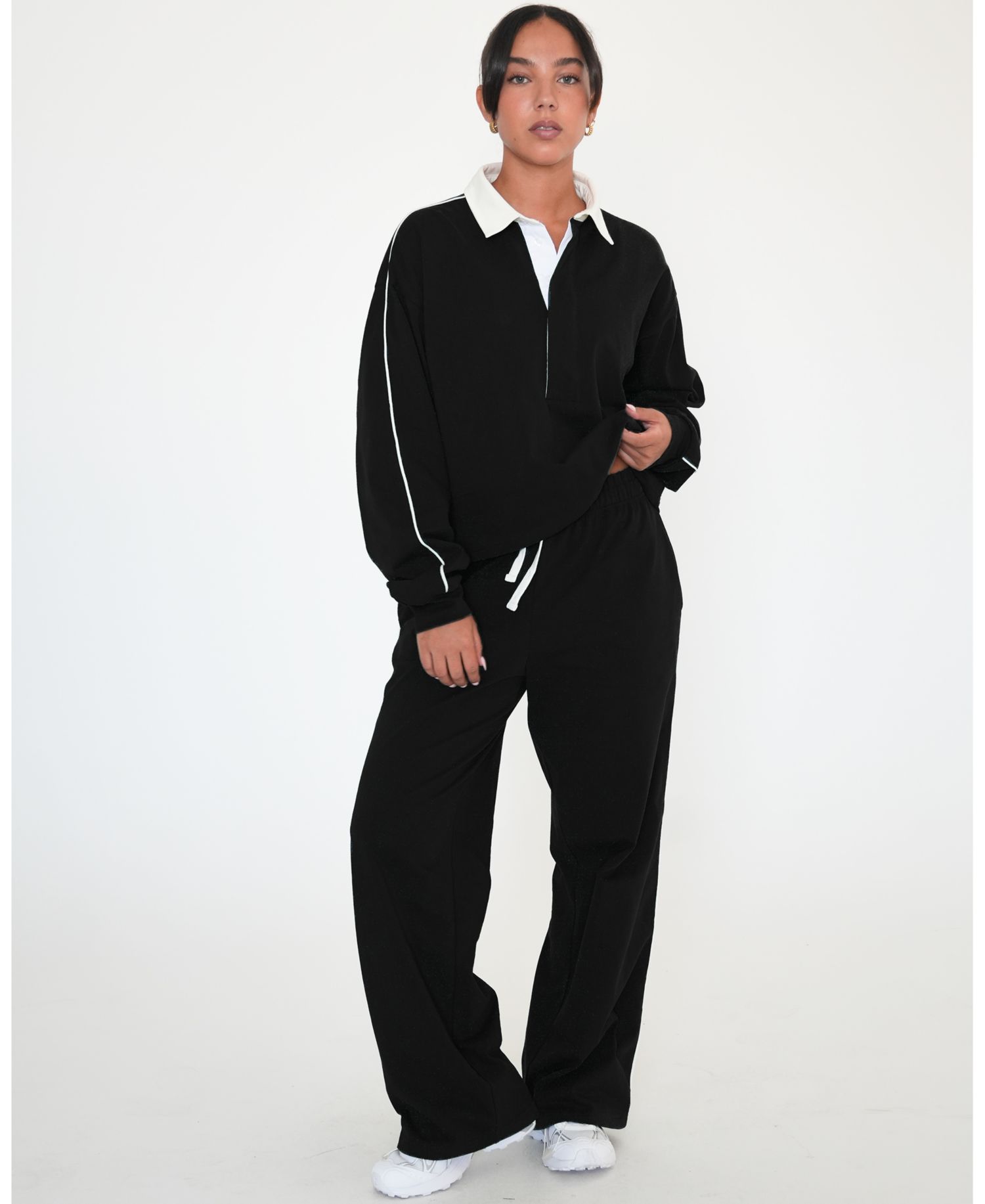 Women's Rugby Piping Relaxed Wide Leg Pant