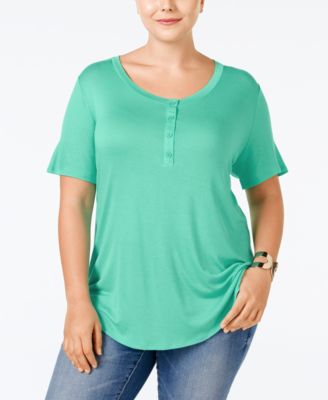 Stoosh - Plus Size Short-Sleeve Basic Henley Top