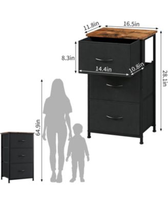  Stylish 3-Drawer Dresser with Removable Fabric Bins, Multi-Functional Storage Organizer for Bedroom