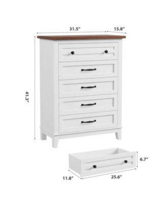 5 Dresser for Bedroom, 41.3 in Tall Vertical Drawer Dresser with Large Storage, Freestanding Wooden Closet Chest