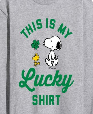 Men's Peanuts This is My Lucky Shirt Long-Sleeve Graphic T-Shirt