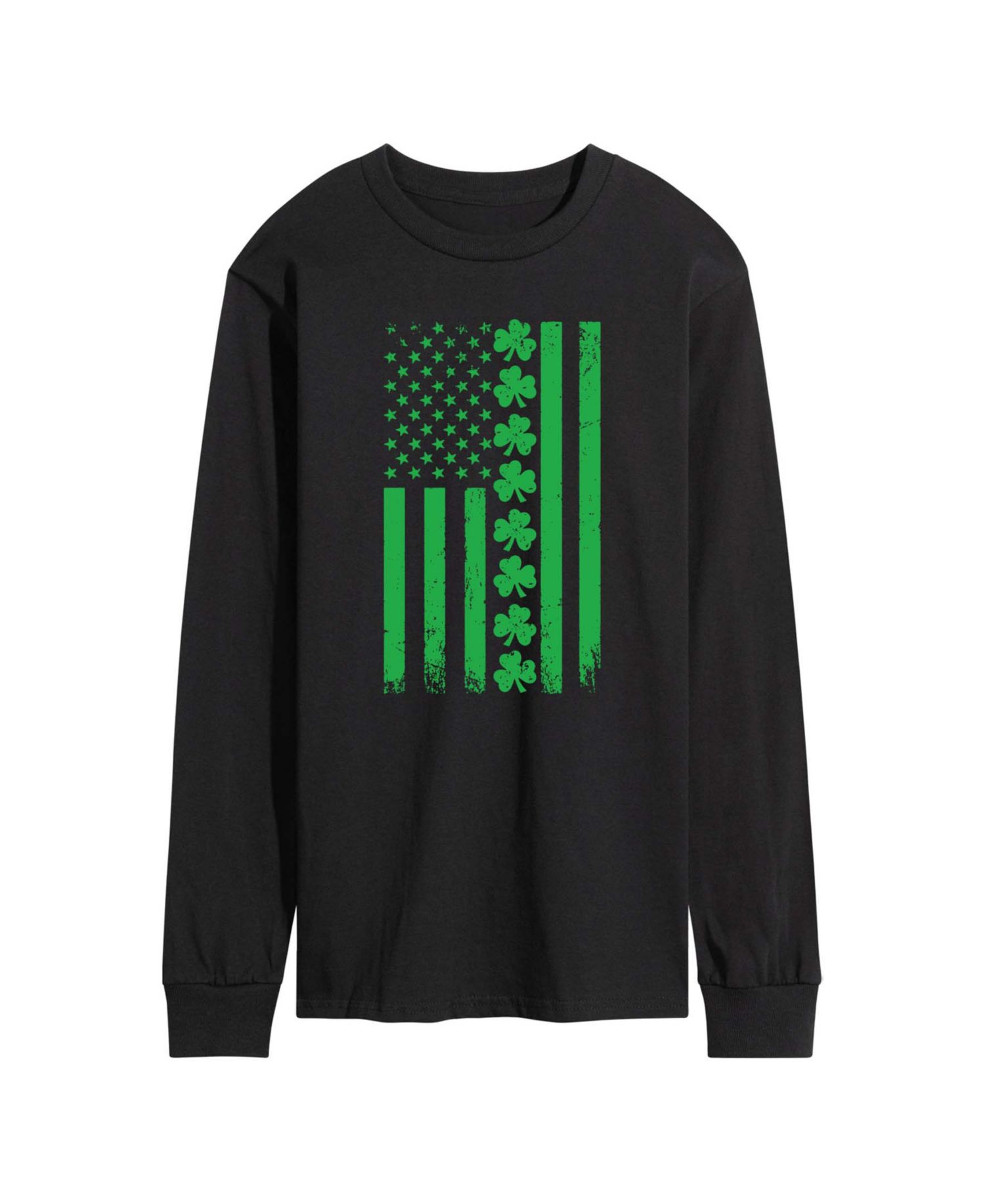 Men's Instant Message Lucky USA Flag Long-Sleeve Graphic T-Shirt