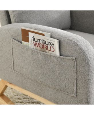 27.6W Modern Accent High Backrest Rocking Chair with Two Side Pockets 300LBS Capacity for Living Room Nursery
