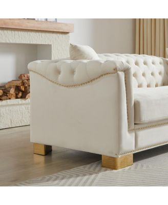 3+2 Seater Chesterfield Rolled Arm Velvet Combination Sofa