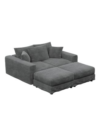 82.7" Plush Corduroy 3-Seat Sofa, Modern Comfy Upholstered Cloud Couch