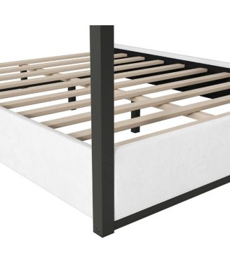 Queen Size Upholstery Canopy Platform Bed with Headboard and Metal Frame