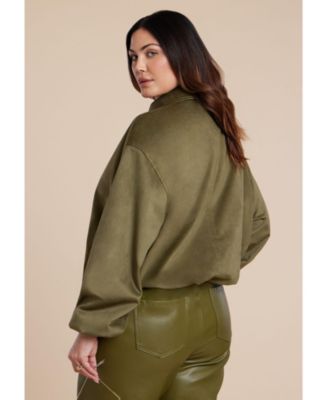 Women's Faux Suede Bomber Jacket