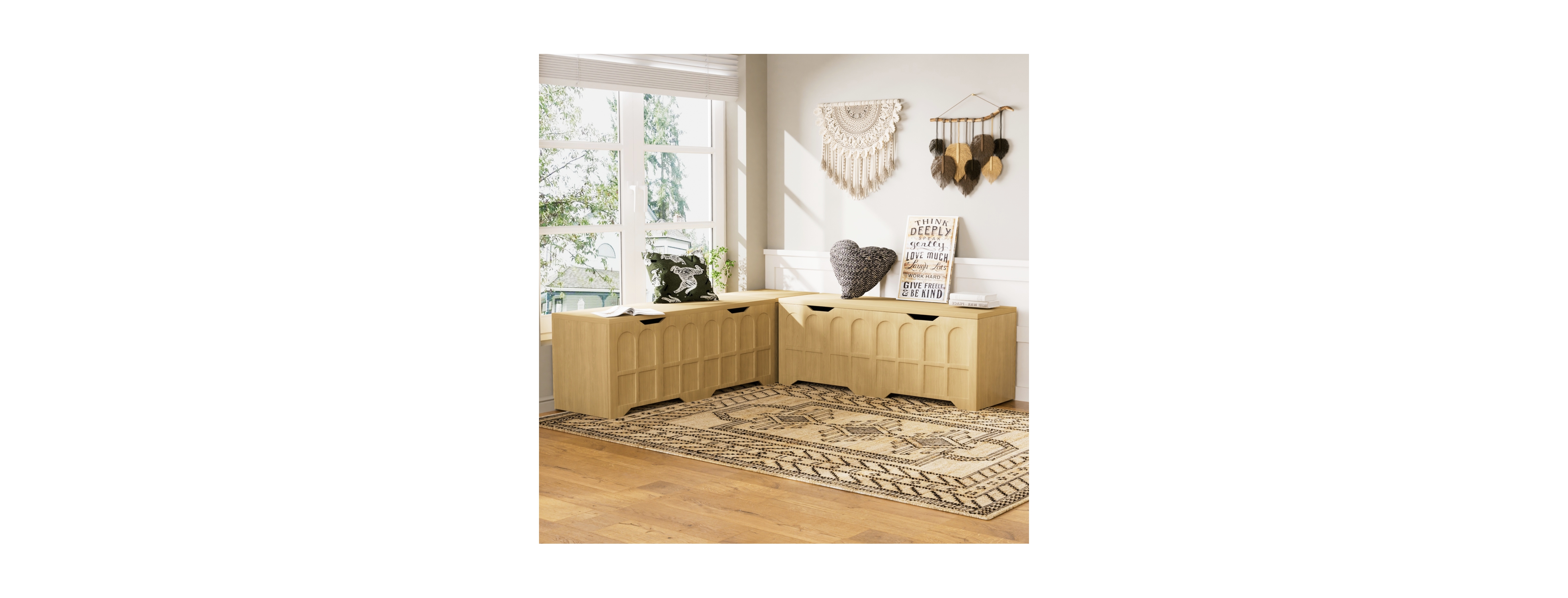 Streamdale Furniture L-Shaped Modular Storage Bench with Cushion