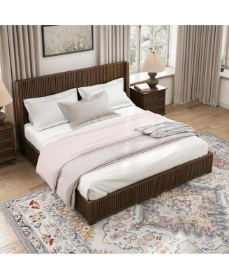 Solid Walnut King Platform Bed Frame - No Box Spring Needed