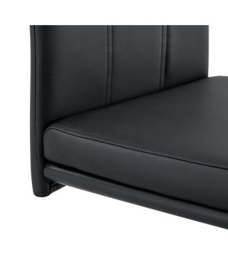 2-Pack PU Upholstered Dining Chairs - Black Modern Kitchen Side Chairs