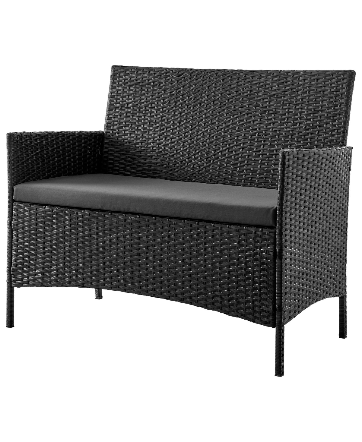 Flynama 4 Piece Outdoor Conversation Patio Set with 2 Armchairs 1 Loveseat and Tempered Glass Coffee Table for Backyard Garden Porch