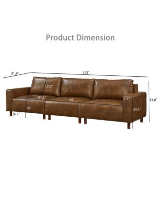 112" Luxury PU Leather Sofa