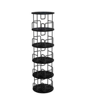360° Rotating Bookshelf Tower, 5-Tier Round Vertical Storage Display Rack, Narrow Tall Bookcase for Living Room and Home Office (Black)