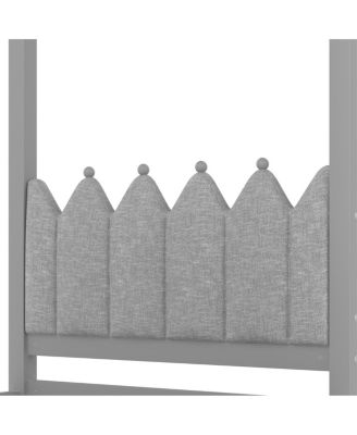 Twin Platform Bed with Upholstered Headboard, Trundle, 3 Drawers & Canopy