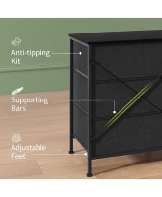 8 Drawer Fabric Dresser TV Stand with Wooden Top,Metal Frame Storage Chest,Wide Closet Organizer for Bedroom Living Room