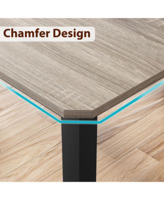 79" Large Dining Table for 6–8 People, 0.6" Thick Wooden Top Sturdy Metal Legs , Family-Safe Rounded Corners