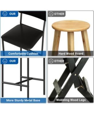 Bar Stools Set of 4 Kitchen Bar Stools with Footrest PU Upholstered Counter Height Barstools Bar Chairs with Back for Kitchen Easy Assembly