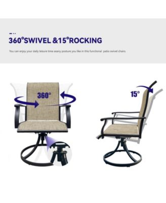 Set of 2 Outdoor Swivel Dining Chairs Breathable Textilene Patio Lawn Chairs with 360° Swivel for Front Porch Backyard Deck