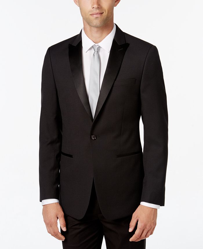 Calvin Klein Men's Slim-Fit Black Houndstooth Evening Jacket & Reviews ...