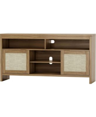 30" Tall Rattan TV Console Cabinet with Storage，Entertainment Center Media Console for 45-65" TV Living Room ，30 in Tall Oak Wood Television