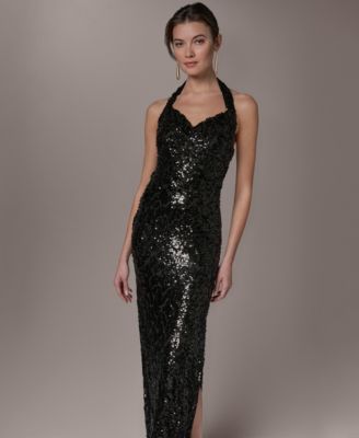 Women's Sequin Halter Neck Ball Gown