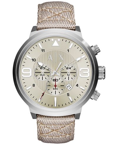 A|X Armani Exchange Men's Chronograph Taupe Nylon Strap Watch 49mm AX1374