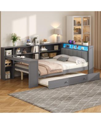  Bed w/Storage, Trundle, Charging, LED, Desk, Headboard