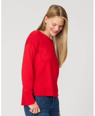Women's Textured Heart & Bow Crewneck Sweater