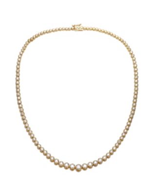 Timeless Sterling Silver Graduated-Size CZ Tennis Necklace