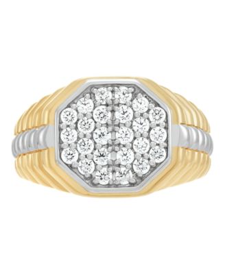 Lab Grown Diamond Cluster Ring (1 ct. t.w.) in 14k Yellow Gold Plated Sterling Silver with Rhodium