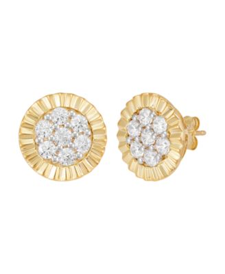 Lab Grown Diamond Earrings (1 ct. t.w.) in 10k Yellow Gold with Rhodium