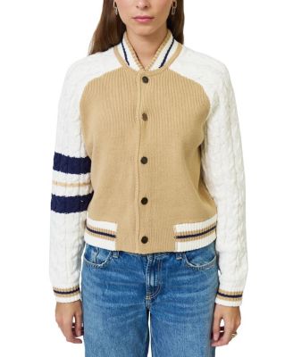 Women's Chloe Cable Sleeve Knit Bomber Jacket