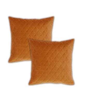 Diamond Quilted Velvet Decorative Throw Pillow Covers, 20"x 20", Set of 2