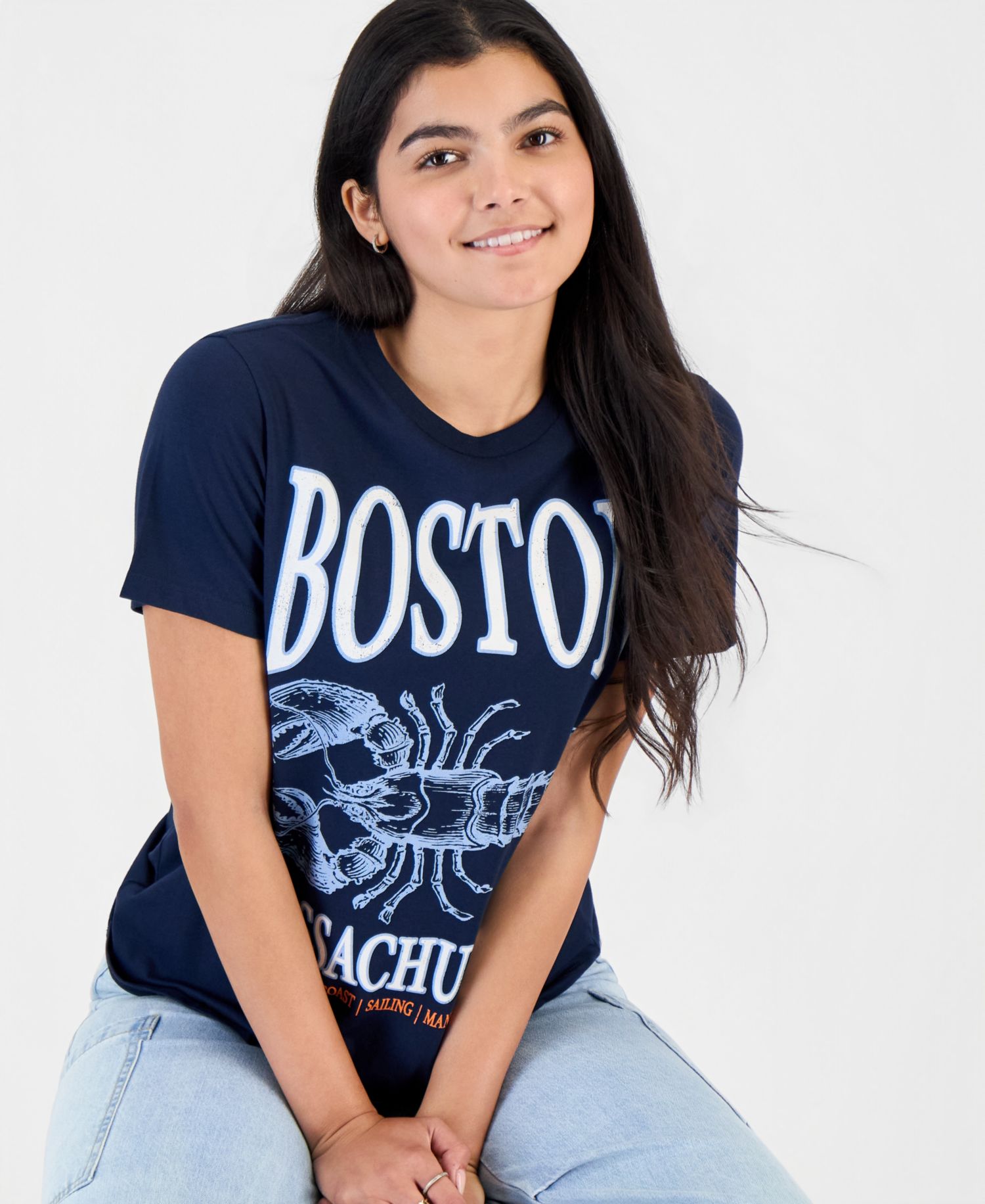 Juniors' Boston Lobster Graphic Print T-Shirt