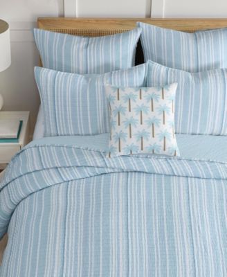 Home Boracay Stripe Muslin Textured 3-Pc. Quilt Set, Full/Queen